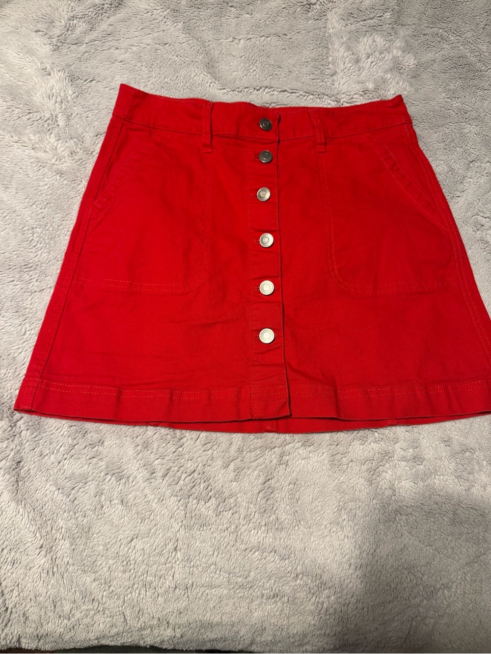 J. Crew Red Button-Front Mini Skirt